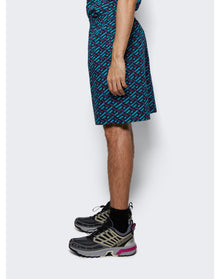 Versace | Men | Cotton Voile La Greca Shorts | Teal x Purple