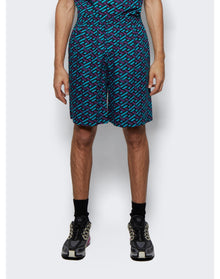 Versace | Men | Cotton Voile La Greca Shorts | Teal x Purple