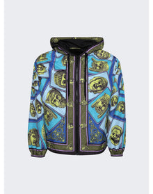 Versace | Men | Mask Print Windbreaker Jacket | Acid Green x Teal