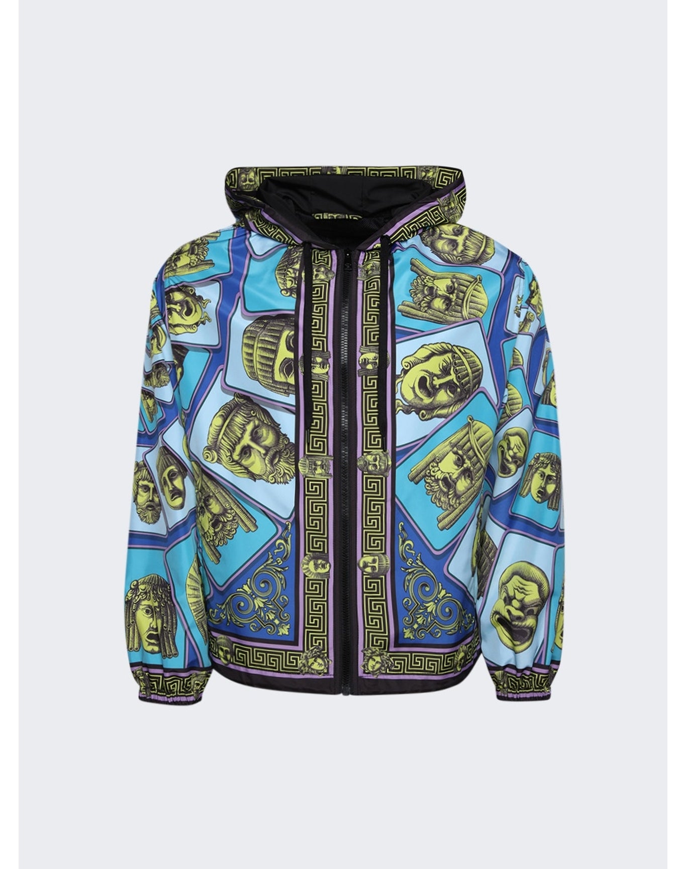 Versace | Men | Mask Print Windbreaker Jacket | Acid Green x Teal