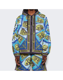 Versace | Men | Mask Print Windbreaker Jacket | Acid Green x Teal