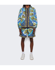 Versace | Men | Mask Print Windbreaker Jacket | Acid Green x Teal