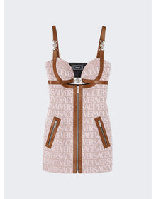 Versace | Women | Canvas Logo Mini Dress | Pale Pink x Beige