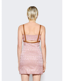 Versace | Women | Canvas Logo Mini Dress | Pale Pink x Beige