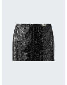Versace | Women | Crocodile-effect Leather Mini Skirt | Black