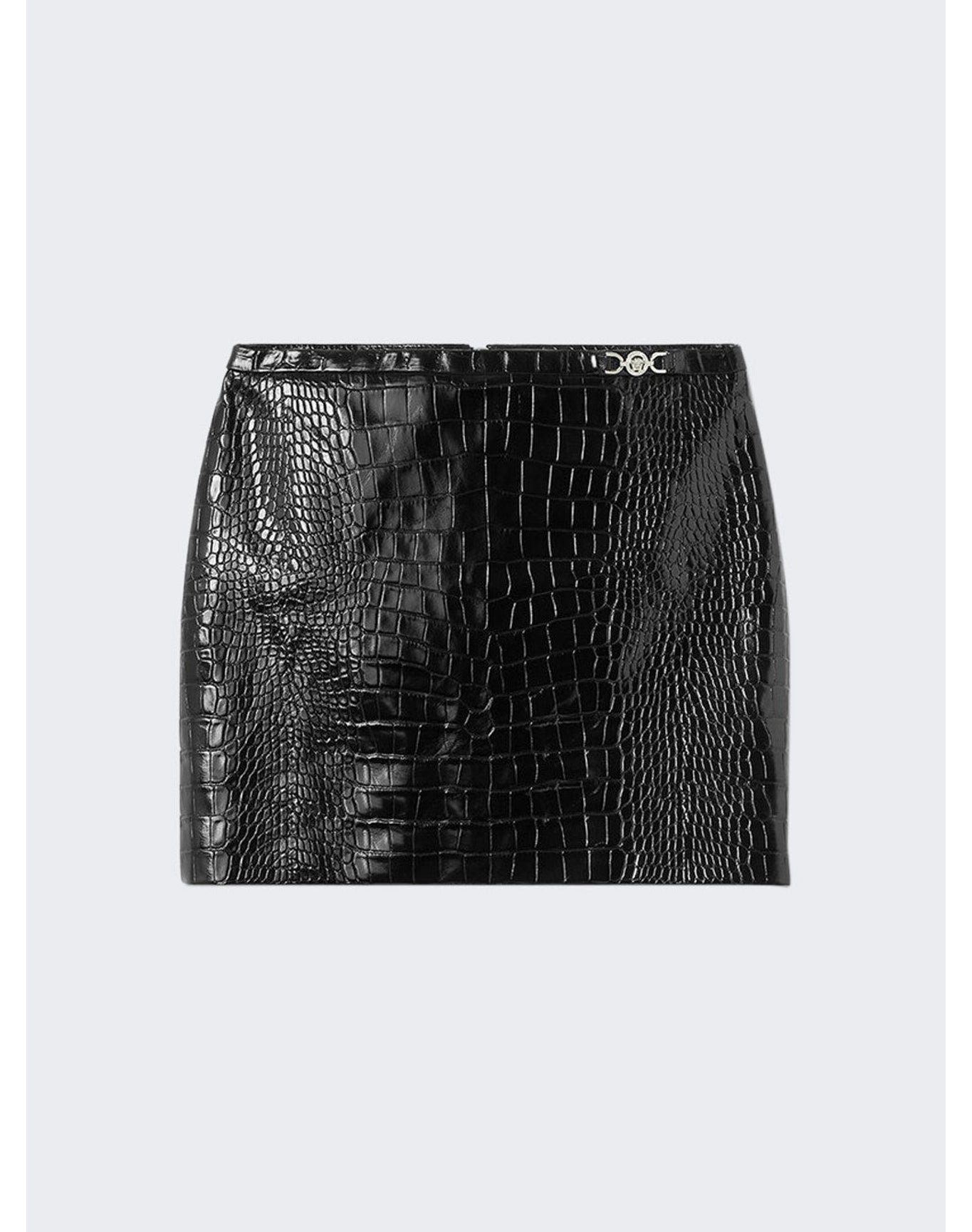 Versace | Women | Crocodile-effect Leather Mini Skirt | Black