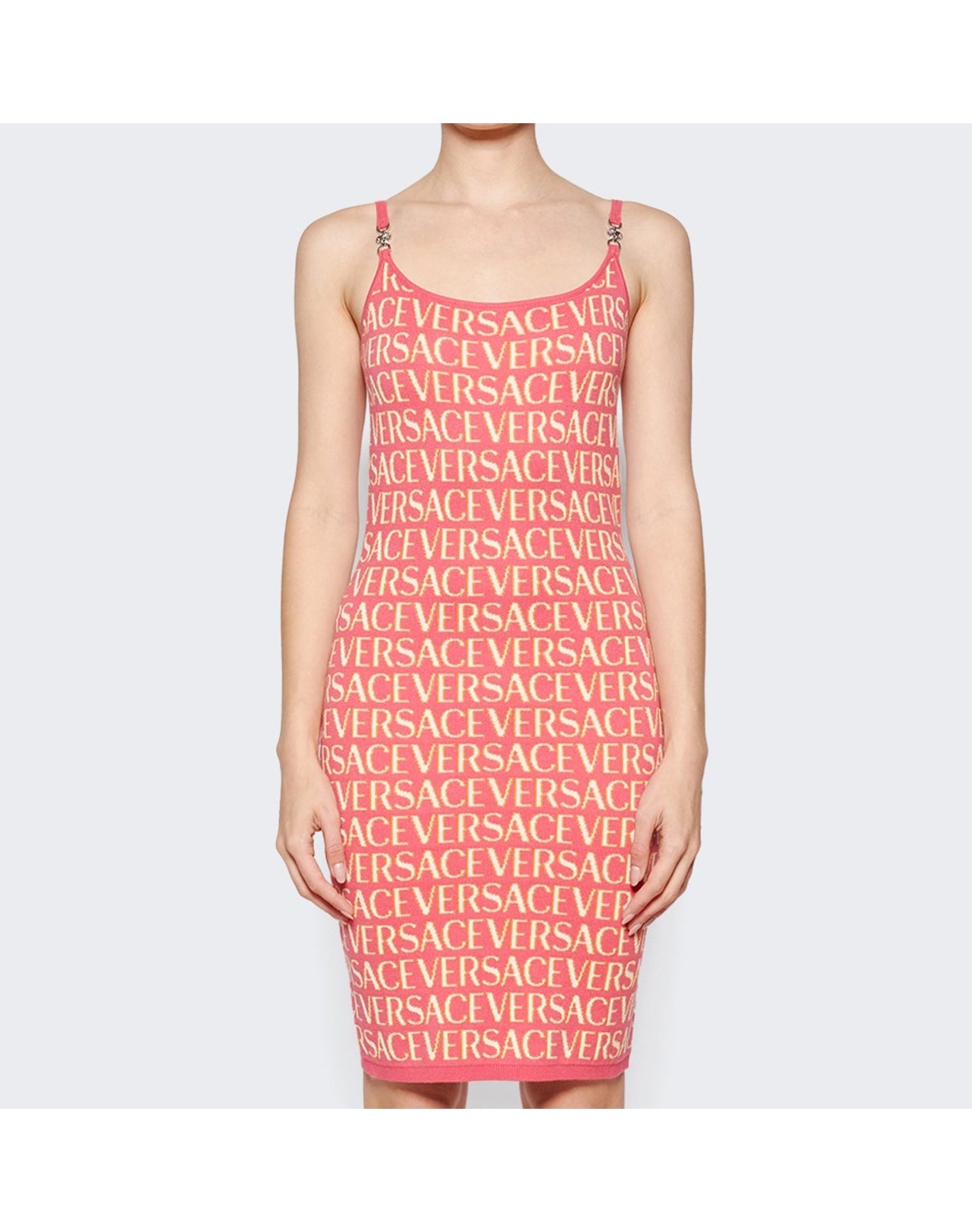 Versace | Women | Jacquard Knit Dress | Fuchsia x Pink