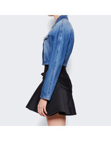 Versace | Women | Rounded Crop Denim Jacket | Medium Blue