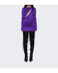 Versace | Women | Slashed Mini Dress | Bright Dark Orchid
