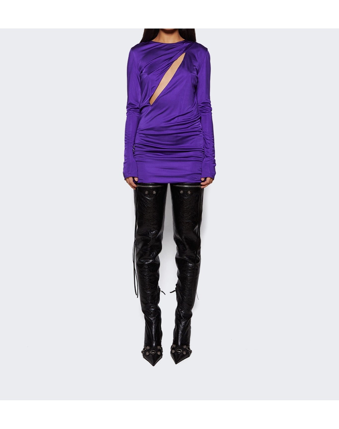 Versace | Women | Slashed Mini Dress | Bright Dark Orchid