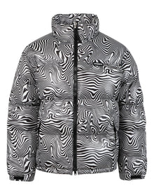 Vetements | Men | Zebra Print Logo Puffer Jacket | Black x White