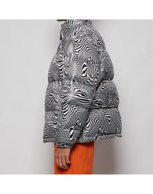 Vetements | Men | Zebra Print Logo Puffer Jacket | Black x White