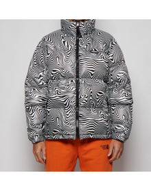Vetements | Men | Zebra Print Logo Puffer Jacket | Black x White