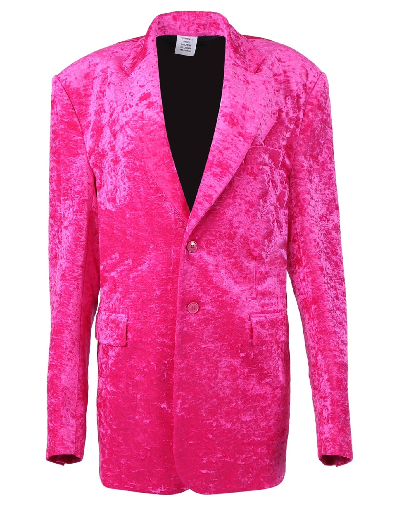 Vetements | Women | Boxy Single Breasted Velvet Tailored Jacket | Pink