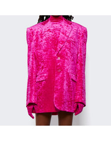Vetements | Women | Boxy Single Breasted Velvet Tailored Jacket | Pink