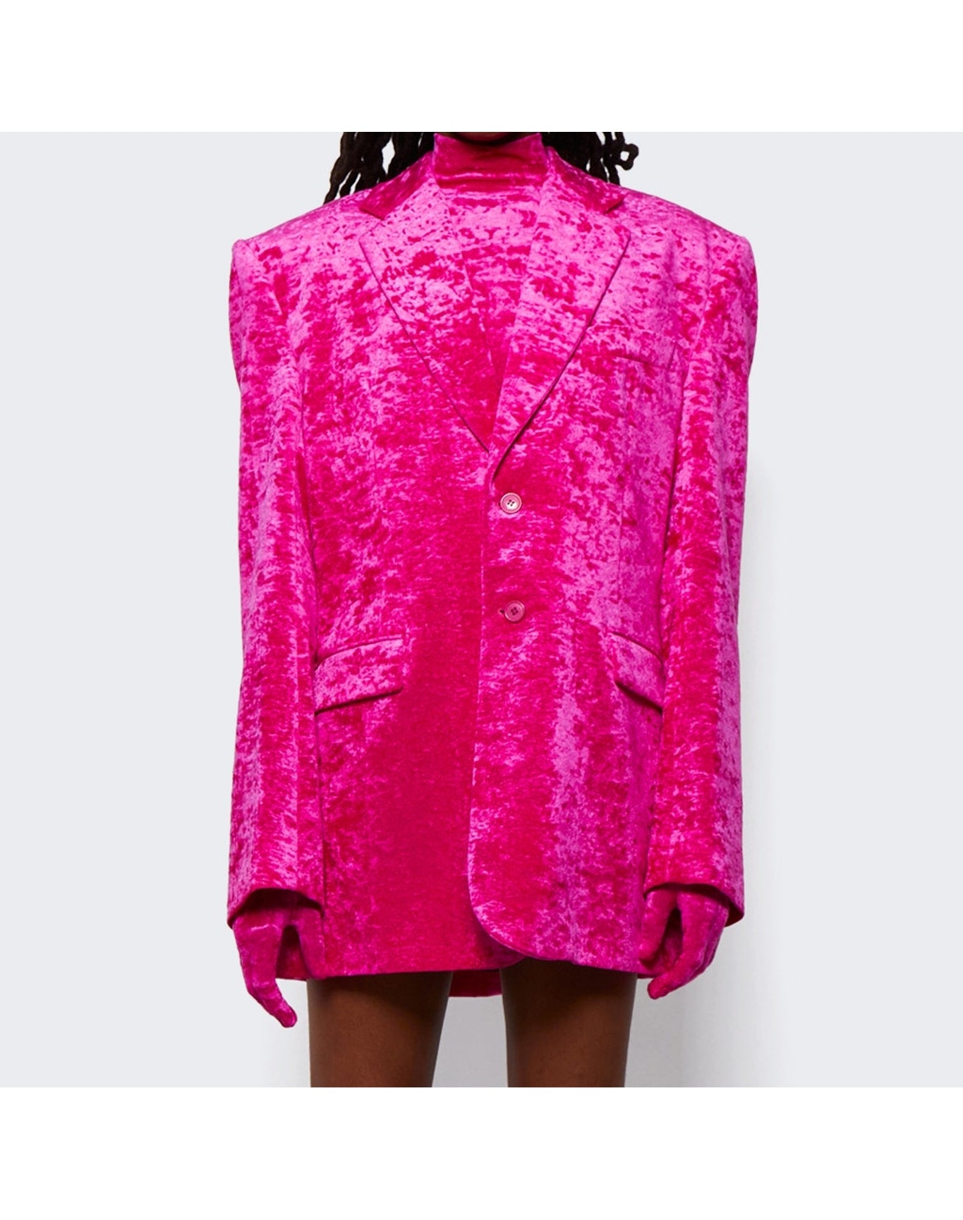 Vetements | Women | Boxy Single Breasted Velvet Tailored Jacket | Pink