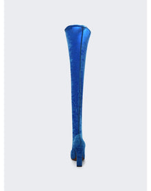 Vetements | Women | Velvet High Boomerang Sock Boots | Blue