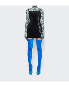 Vetements | Women | Velvet High Boomerang Sock Boots | Blue
