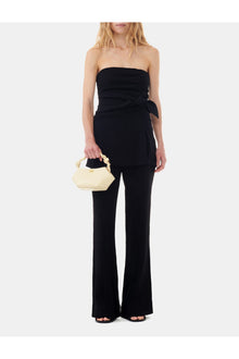 Viscose Stretch Flared Trousers | Black