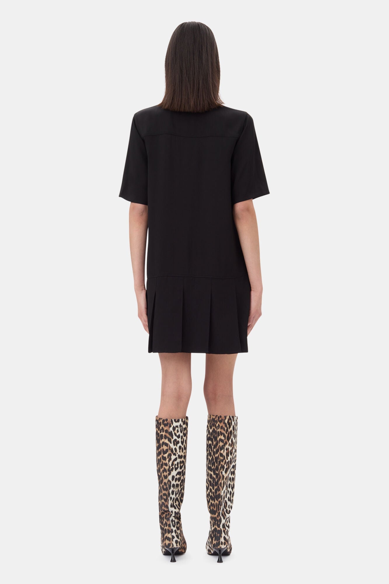 Viscose Twill Mini Dress | Black