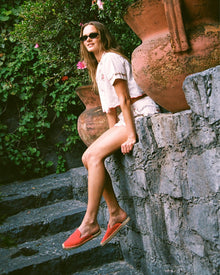 Women's Smoking Mule Espadrille | Suede | Lava Red - Women's Espadrilles - Lava Red - Soludos - 