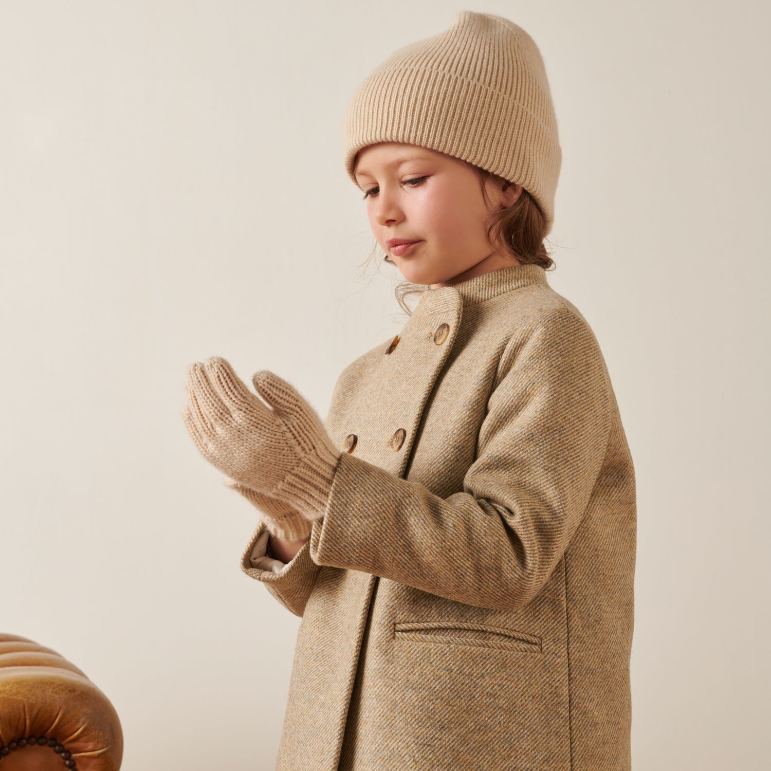 Girl | Birk Ribbed Gloves | Natural