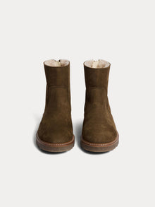 Boy | Greg Boots In Dark Green Leather | Dark Khaki