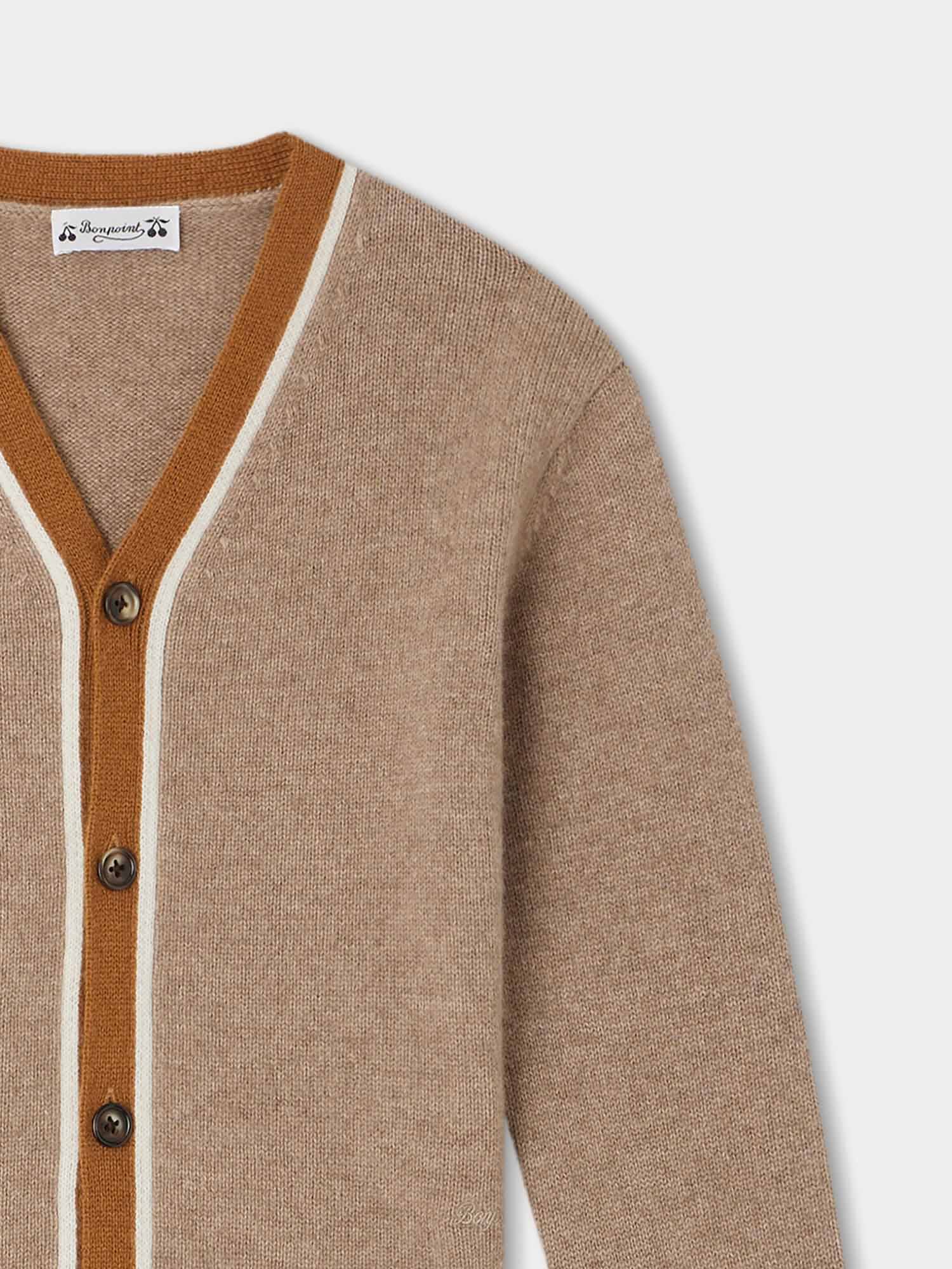 Boy | Garfield Cashmere Cardigan | Beige Stripes