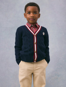 Boy | Galvin Wool Cardigan | Navy Stripes