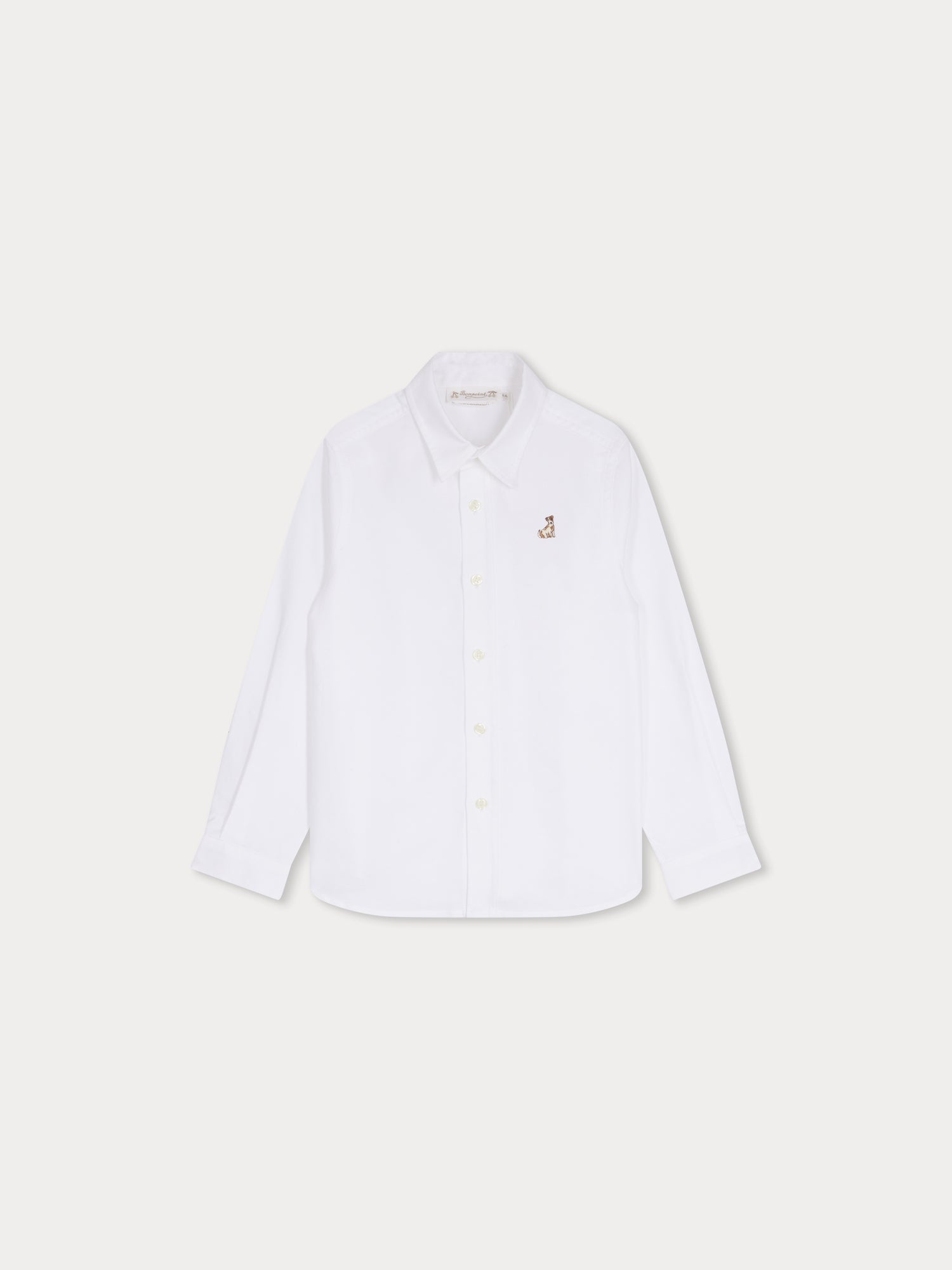 Boy | Tangui Dog Embroidery Shirt | White Milk