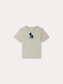 Boy | Thibald Embroidered Logo T Shirt | Heathered Twine