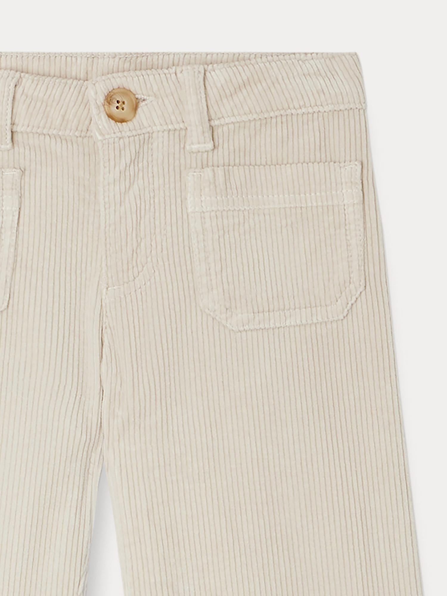 Girl | Junon Pants In White Corduroy | Natural
