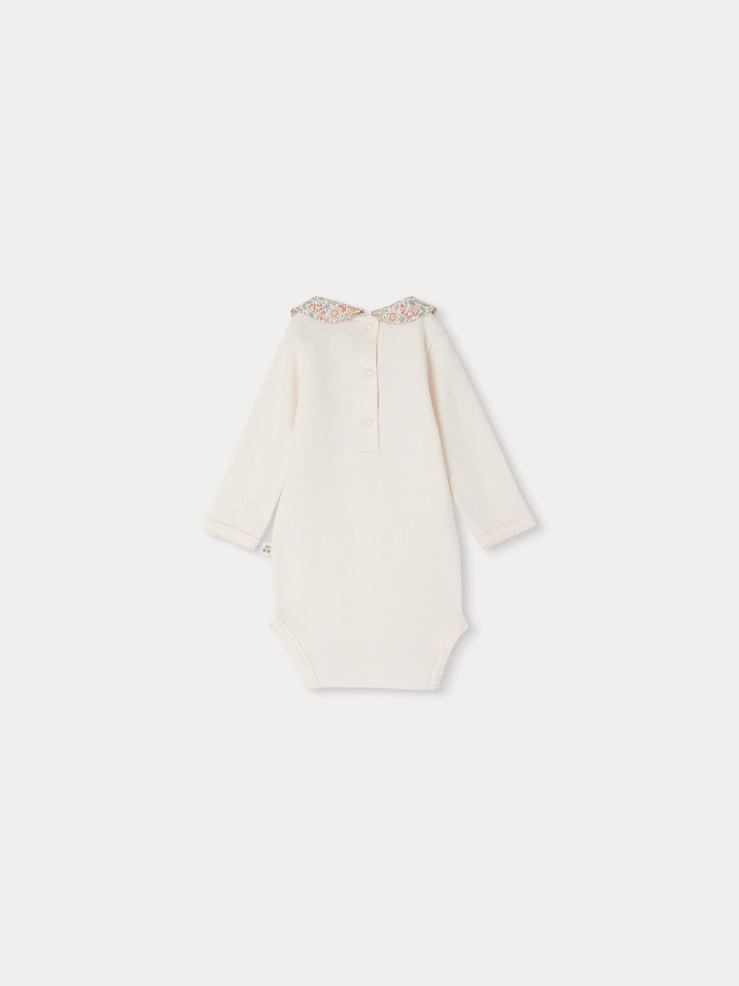 Girl | Cygne Bodysuit With Orange Embroidered Collar | Orange