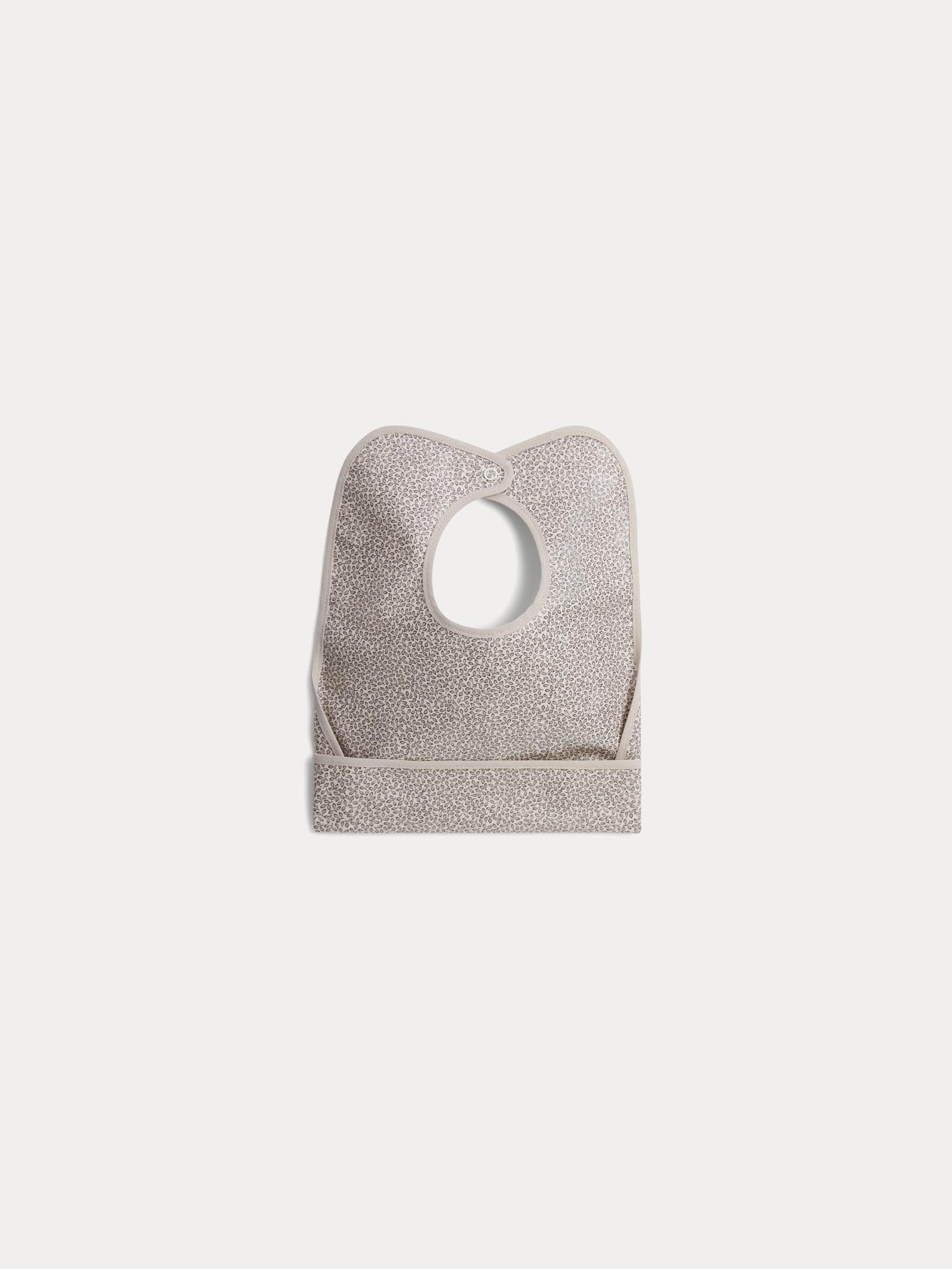 Boy | Clip Bib With Foliage Print | Light Grey