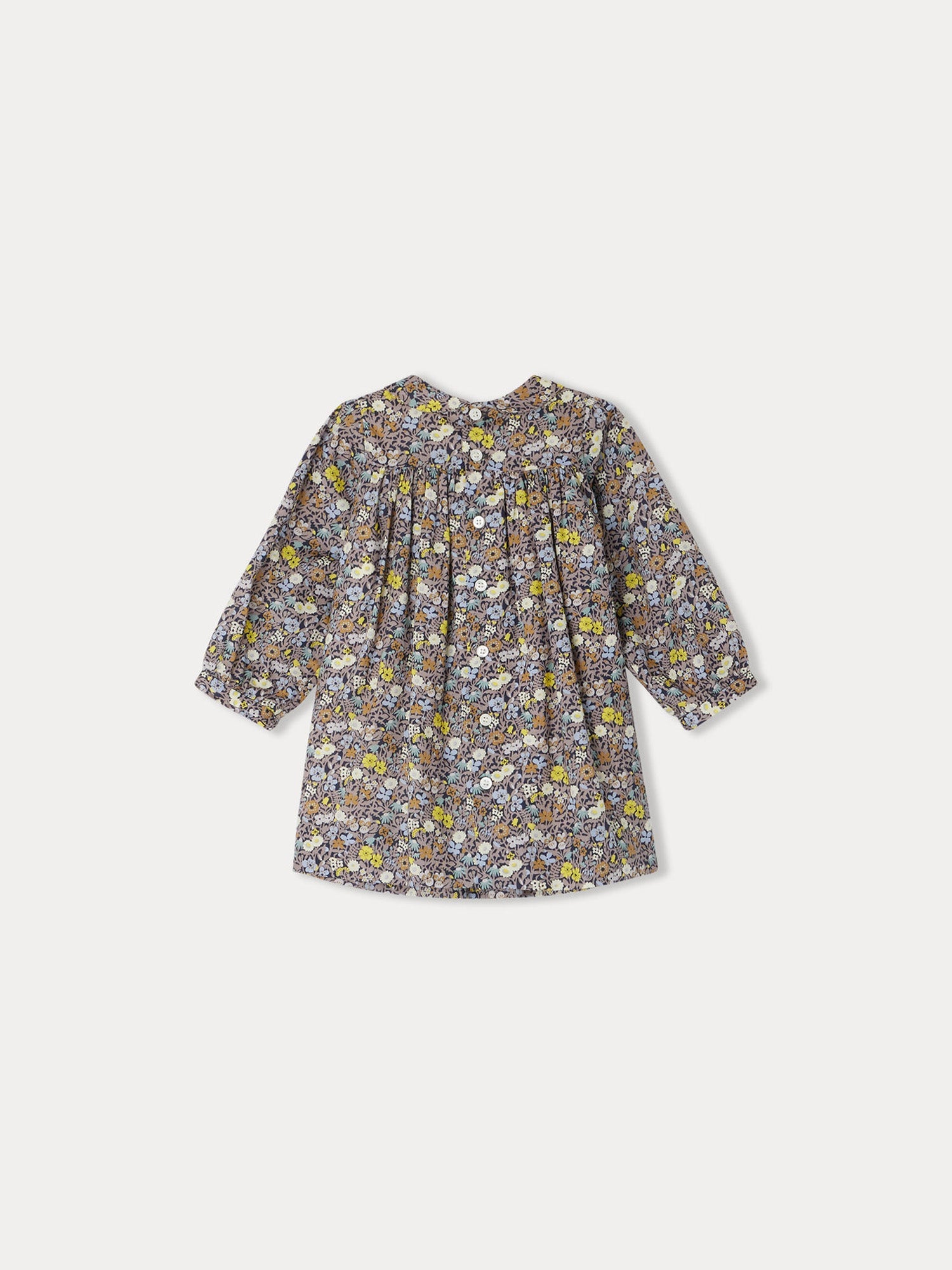 Girl | Tamsin Baby Smocked Dress In Liberty Fabric | Slate Gray