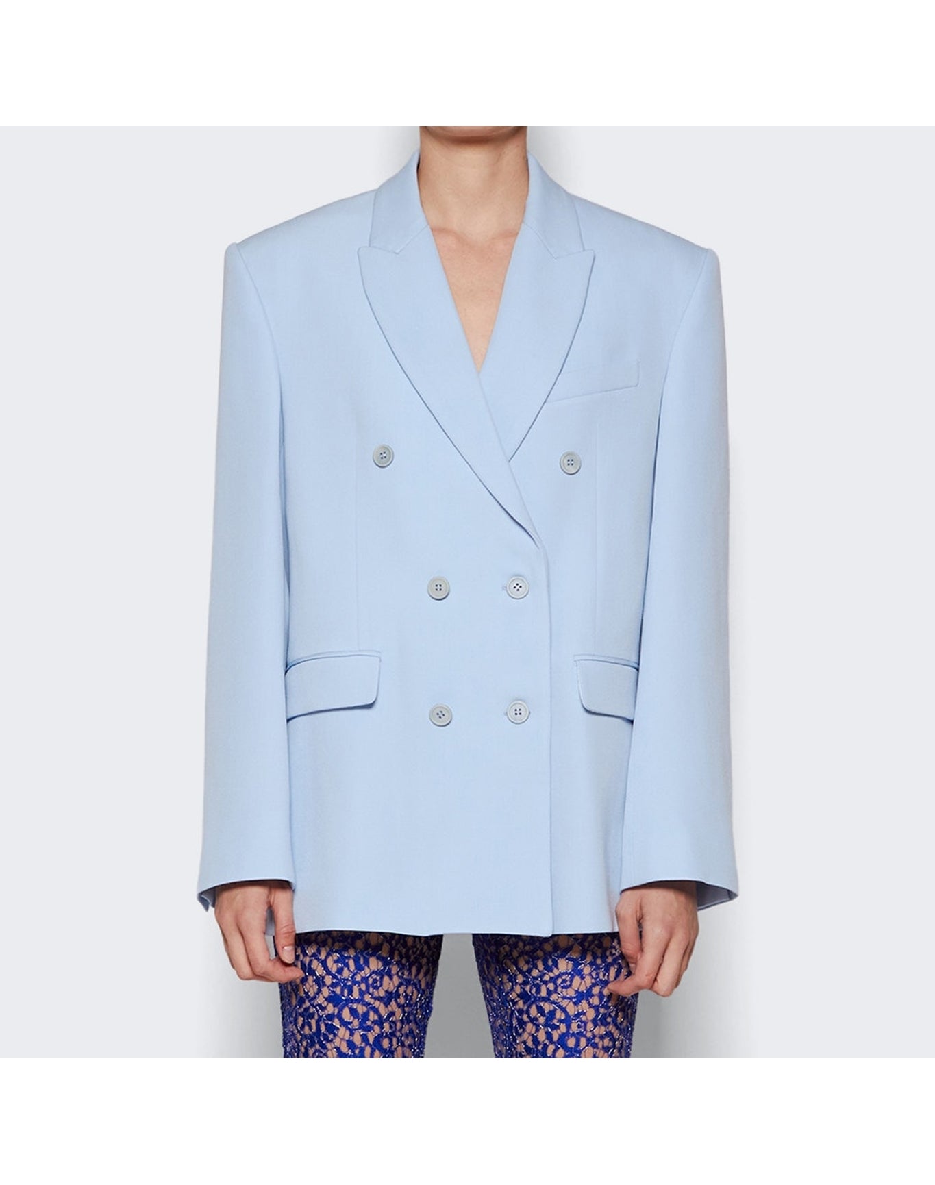 WARDROBE.NYC | Women | Double Breasted Blazer | Light Blue