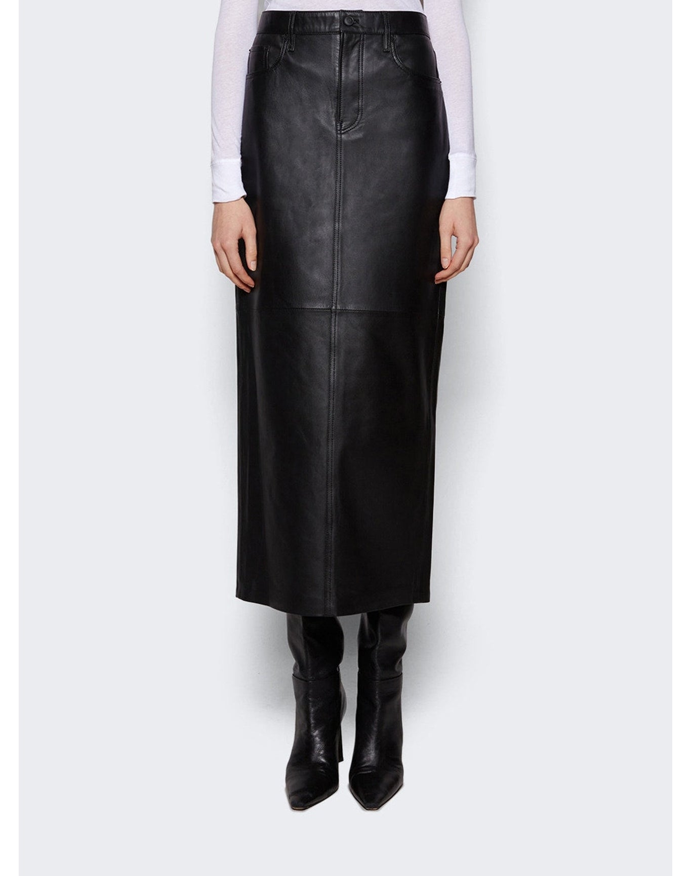 WARDROBE.NYC | Women | Leather Maxi Column Skirt | Black