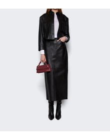 WARDROBE.NYC | Women | Leather Maxi Column Skirt | Black