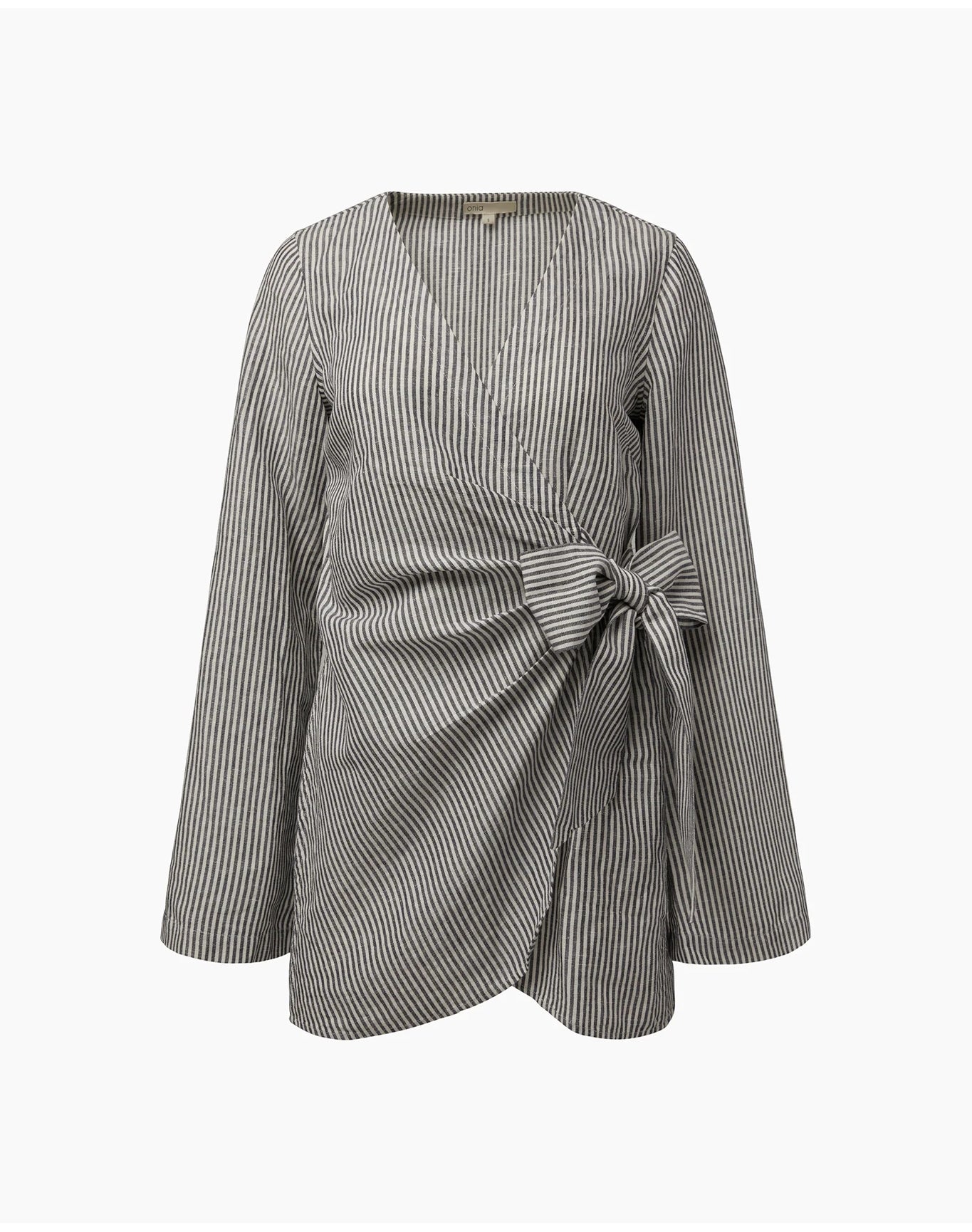 Women | Air Linen Wrap Dress | Grey