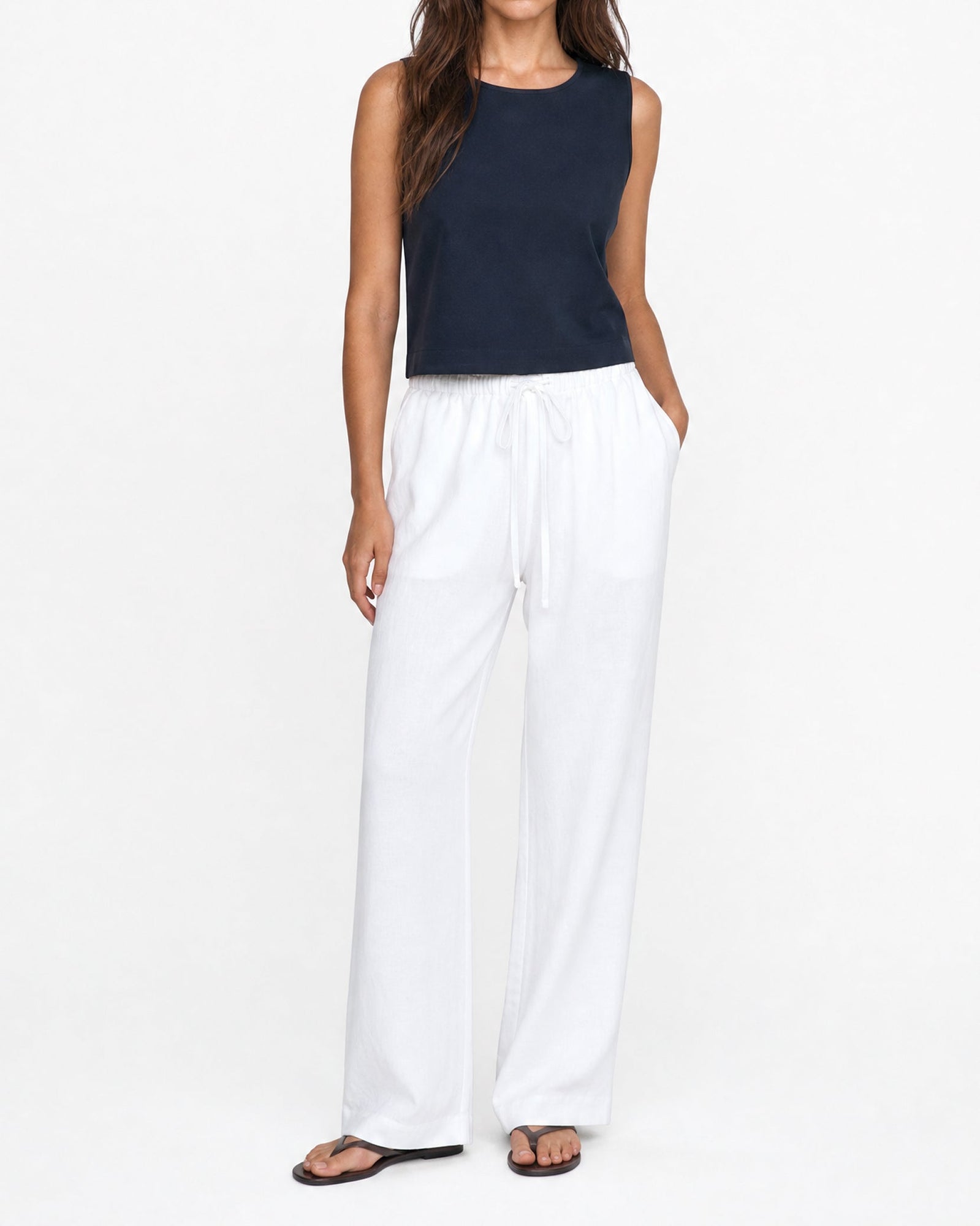 Womens | Linen Shell Top | Deep Navy