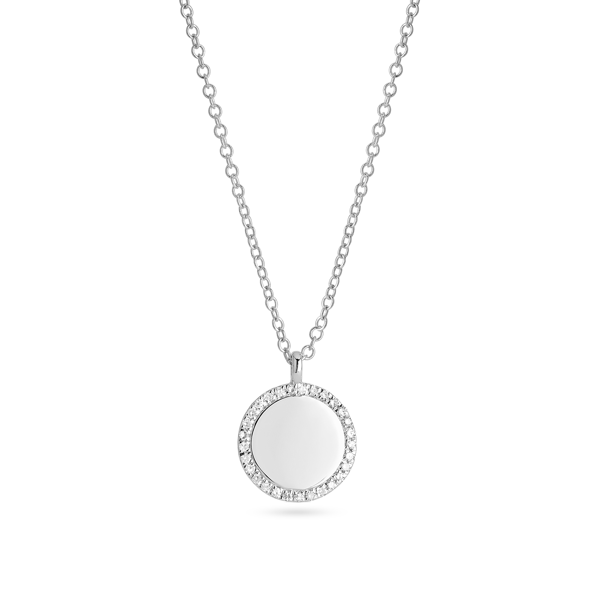Pave Diamond Disc Necklace | 10K Yellow Gold | 0.08 CTW White Diamond