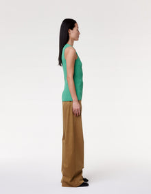 Another Tomorrow Wide Leg Pant in Fatigue – Cotton Women's Trousers