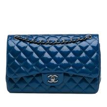 Chanel | Pre-Owned Jumbo Classic Patent Double Flap | Blue