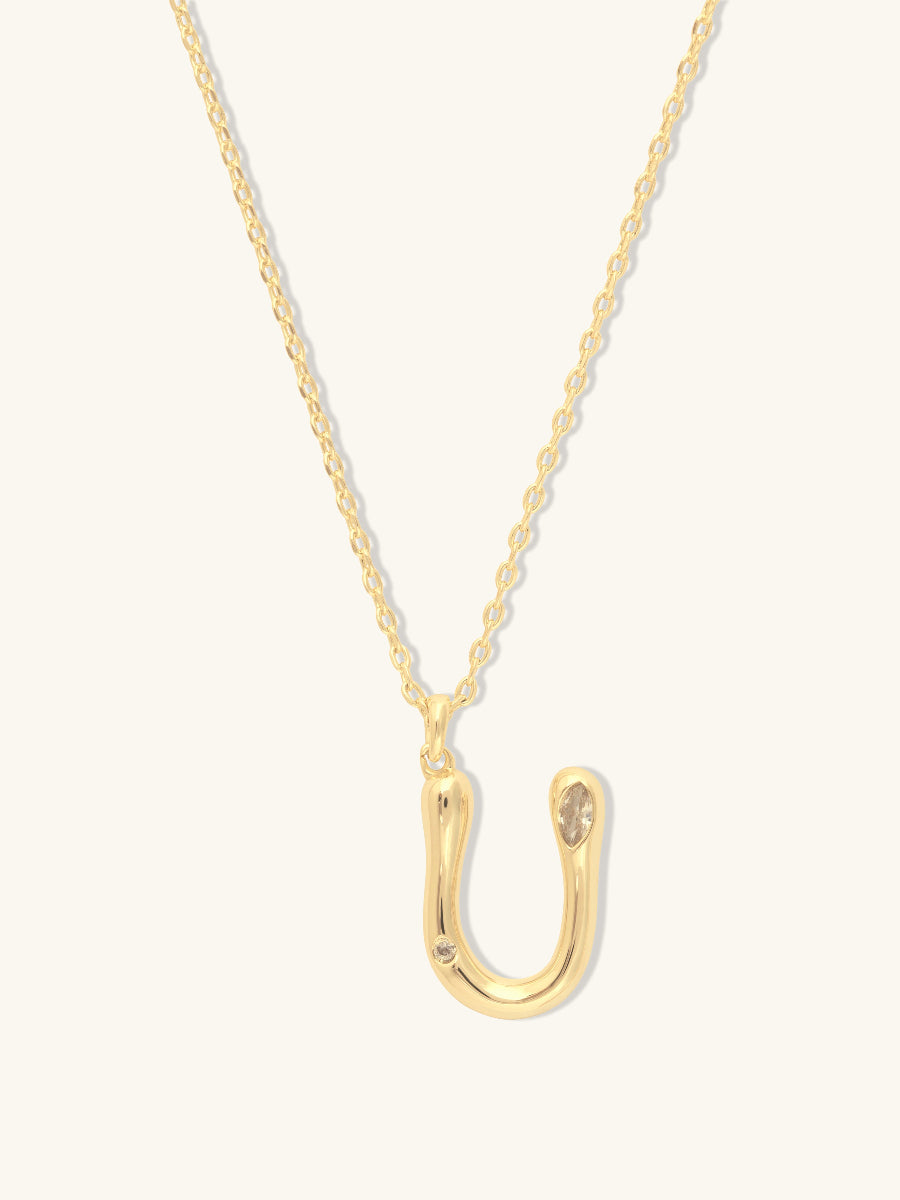 Alphabet Bubble Necklace | 5A Grade Cubic Zirconia | 14K Gold Plated Brass