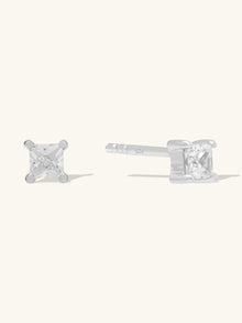 Princess Stud Earrings | 5A Grade Cubic Zirconia | Silver Plated Brass