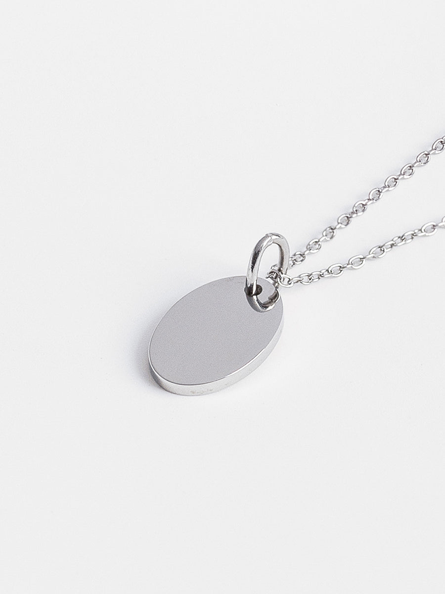 Engravable Oval Necklace | Stainless Steel