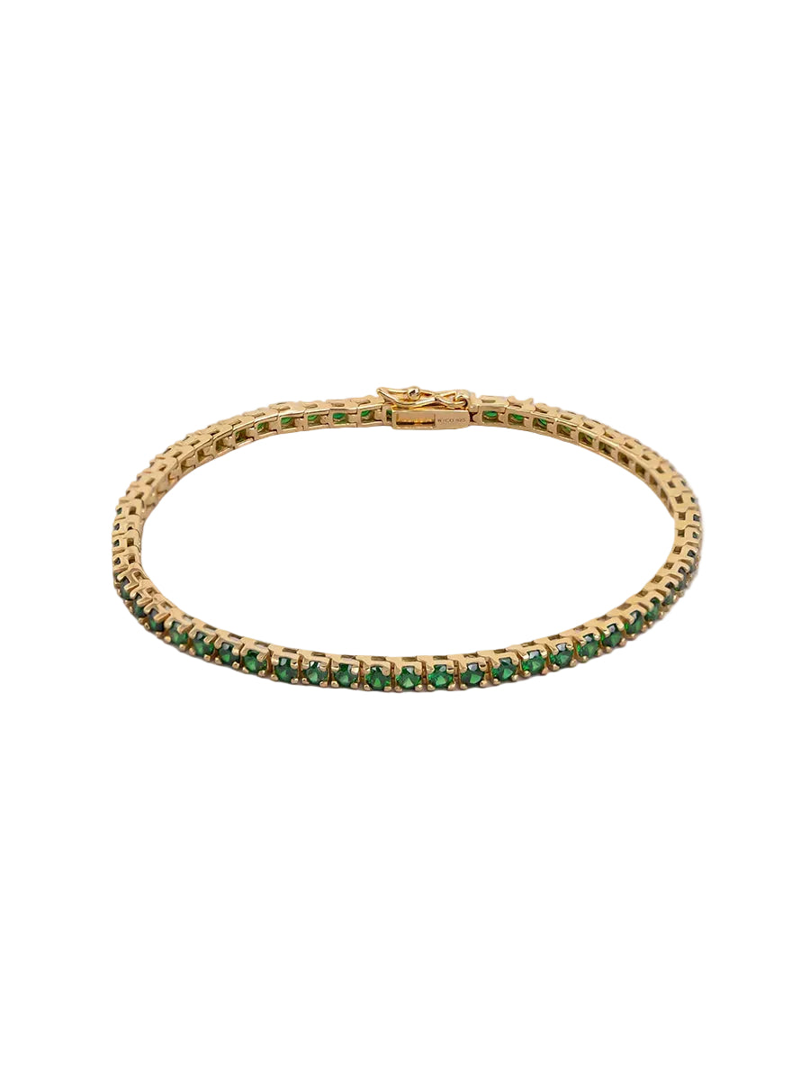Pave Emerald Tennis Bracelet | 5A Grade Cubic Zirconia | 14K Gold Vermeil