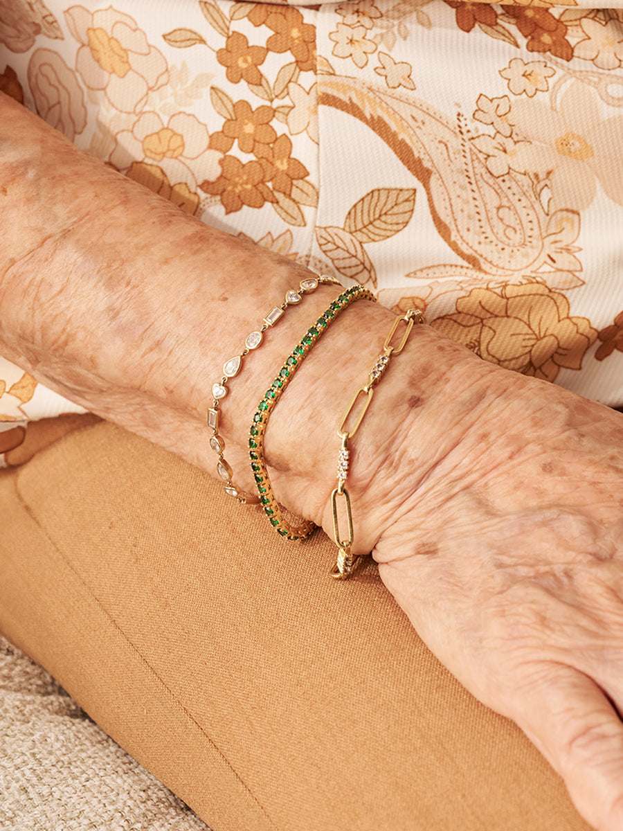 Pave Emerald Tennis Bracelet | 5A Grade Cubic Zirconia | 14K Gold Vermeil