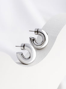 Hailey Nano Hoop 9mm Earrings  | Silver Rhodium Plated Brass