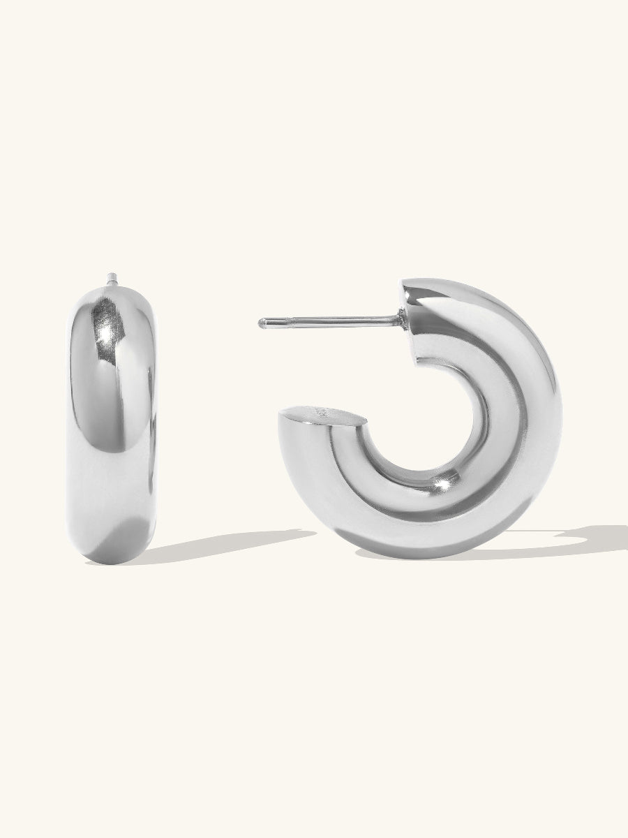 Hailey Nano Hoop 9mm Earrings  | Silver Rhodium Plated Brass